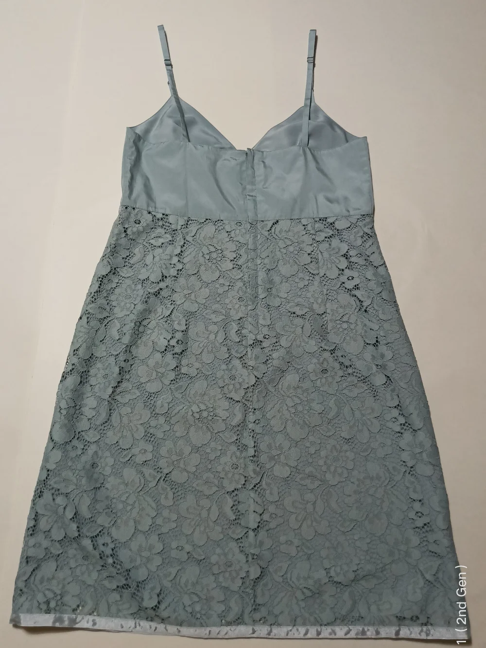 Coach Lace Slip Cami Mini Dress Accent Bow in Dusty Blue Size 2